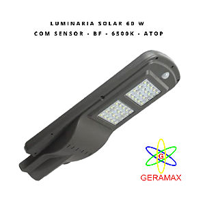 LUMINARIA SOLAR 60W PLACA - POSTE OU PAREDE - AAAT