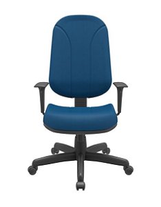 Cadeira Operativa Presidente Giratoria  Com  Relax E Braço Com Regulagem De Altura Revestida Em Poliester Azul