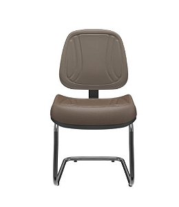Cadeira Premium Executiva Aproximação Estrutura Em  "S" Com Costura Decorativa Sem Braço Revestida Em Couro Ecologico Na Cor Marrom