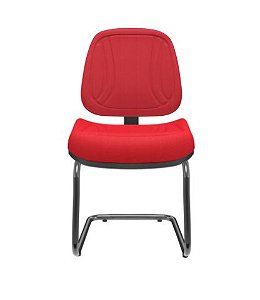 Cadeira Premium Executiva Aproximação Estrutura Em  "S" Com Costura Decorativa Sem Braço Revestida Em Polieste Vermelho