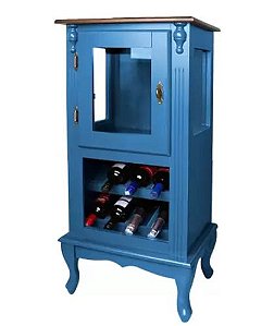 Adega Baixa 1 porta vidro, 2 pratilheiras para vinho