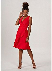 Vestido Vermelho com Transpasse Monise