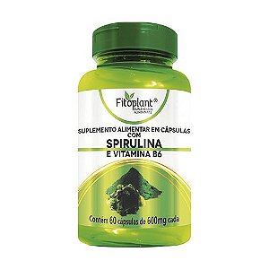 Encapsulado Spirulina e Vitamina B6 600mg (60caps) Fitoplant