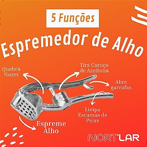 Espremedor de Alho de Aluminio com 5 utilidades