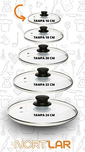 Tampa De Vidro Avulsa Para Panela/Caçarola/Frigideira 16cm