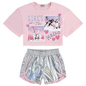 Conjunto Infantil Feminino Blusa com Shorts Girls - Kukiê