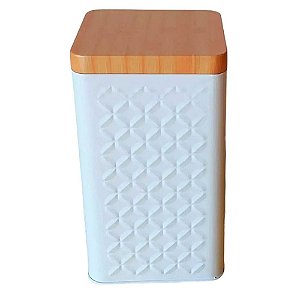 Latas Porta Mantimento Tampa Bambu Açúcar E Café