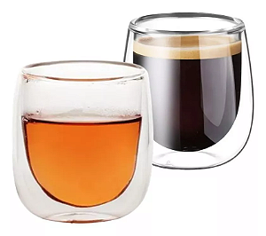Kit 2 copos para café parede dupla 80ml