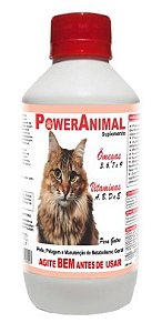 PowerAnimal Para Gatos - Elimina a queda de pelos - 240 ml - c/ Omegas 3,6,7 e 9 + Vitaminas A, B, D e E -PROD. NATURAL - CADA 5 Kg - 1 ml. - VALIDADE 2 ANOS -