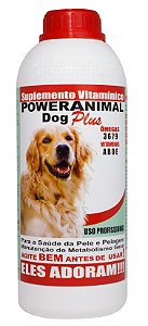 PowerAnimal Dog Plus - Uso Profissional - 1600 ml - c/ Omegas 3,6,7 e 9 + Vitaminas A, B, D e E - PROD. NATURAL - CADA 5 Kg - 2 ml. - VALIDADE 2 ANOS - ELES ADORAM !