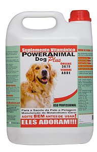 PowerAnimal Dog Plus - Uso Profissional - 5000 ml - c/ Omegas 3,6,7 e 9 + Vitaminas A, B, D e E - PROD. NATURAL - CADA 5 Kg - 2 ml. - VALIDADE 2 ANOS - ELES ADORAM !