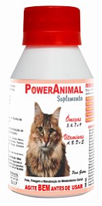 PowerAnimal Cat - Elimina a queda de pelos - 100 ml - c/ Omegas 3,6,7 e 9 + Vitaminas A, B, D e E - PROD. NATURAL - CADA 5 Kg - 1 ml. - VALIDADE 2 ANOS