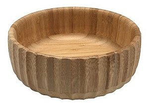 Bowl Tigela Canelado De Bambu Natural Multiuso Oikos 15cm