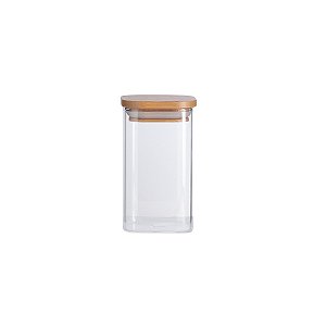 520ml Square Glass Jar with Bamboo Lid - Oikos