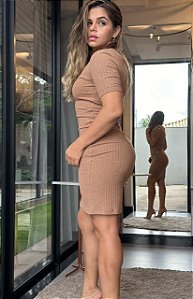 Vestido Slim Canelado Fórum