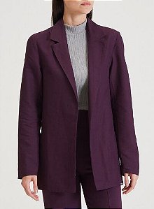 Blazer Linho Reto Alongado Fórum - Roxo Cabernet