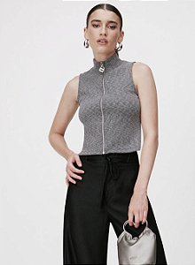 Blusa Slim Canelada Gola Alta CLC