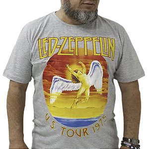 Camiseta Cinza Mescla Led Zeppelin Ícaro Tour 1975