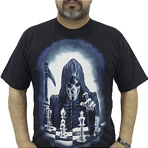 Camiseta Caveira Xadrez