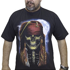 Camiseta Caveira Pirata Dreadlocks