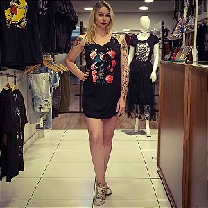 Mini Vest Regata Caveira Rosa