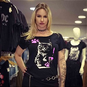Blusa Feminina Gatinho Rosa