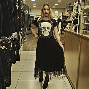 Saia Longa de Tule Lisa Preta