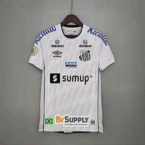 Camisa Santos 1 Torcedor FULL Patrocínios Brasileirão Branca Masculina 2021