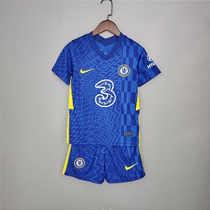 Kit Infantil Chelsea 1 Camisa e Short  2021 / 2022