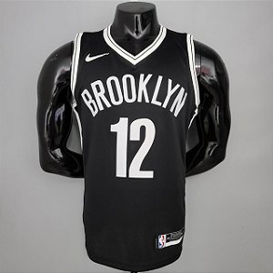 Regata Basquete NBA Brooklyn Harris 12 Preta Edição Jogador Silk