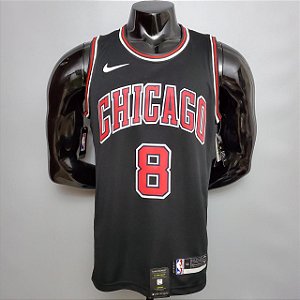 Regata Basquete NBA Chicago Bulls Lavine 8 Preta Edição Jogador Silk