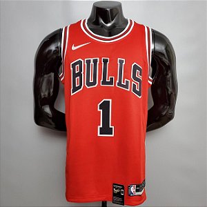 Regata Basquete NBA Chicago Bulls Rose 1 Vermelha Edição Jogador Silk