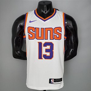 Regata Basquete NBA Phoenix suns Nash 13 Branca Edição Jogador Silk