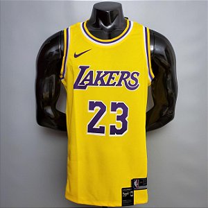 Regata Basquete NBA Lakers James 23 Amarela Edição Jogador Silk