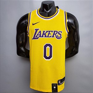 Regata Basquete NBA Lakers kuzma 0 Amarela Edição Jogador Silk