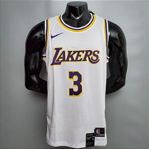 Regata Basquete NBA Lakers Davis 3 Branca Edição Jogador Silk