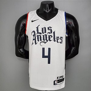 Regata Basquete NBA Los Angeles Clippers Rondo 4 Branca Edição Jogador Silk