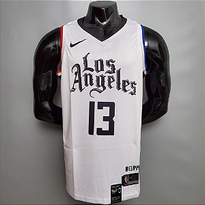 Regata Basquete NBA Los Angeles Clippers George 13 Branca Edição Jogador Silk