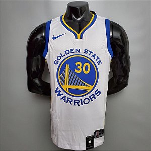 Regata Basquete NBA Golden State Warriors Curry 30 Branca Edição Jogador Silk