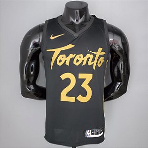 Regata Basquete NBA Toronto Raptors Vanvleet 23 Preta Edição Jogador Silk