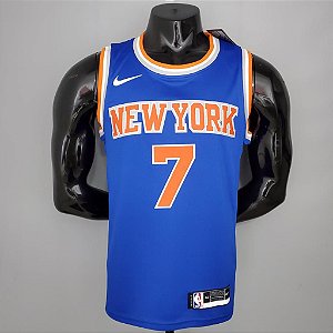 Regata Basquete NBA New York Knicks Anthony 7 azul Edição Jogador Silk