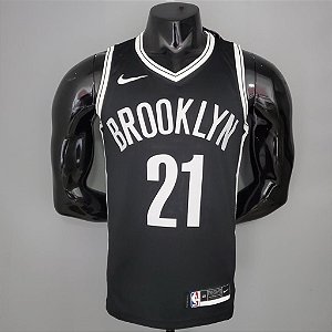 Regata Basquete NBA Brooklyn Nets Aldridge 21 Preta Edição Jogador Silk