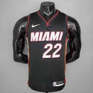 Regata Basquete NBA Miami Heat Butler 22 Preta Edição Jogador Silk