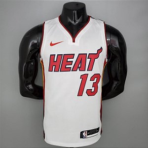 Regata Basquete NBA Miami Heat Adebayo 13 Branca Edição Jogador Silk