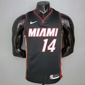 Regata Basquete NBA Miami Heat Herro 14 Preta Edição Jogador Silk