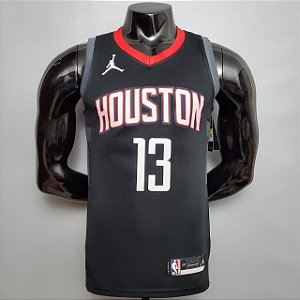 Regata Basquete NBA Houston Rockets Harden 12 Preta Edição Jogador Silk