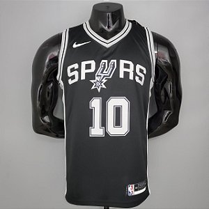 Regata Basquete NBA San Antonio Spurs Derozan 10 Preta Edição Jogador Silk