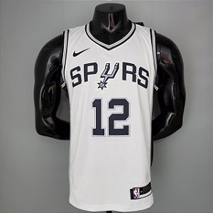 Regata Basquete NBA San Antonio Spurs Aldridge 12 Branca Edição Jogador Silk