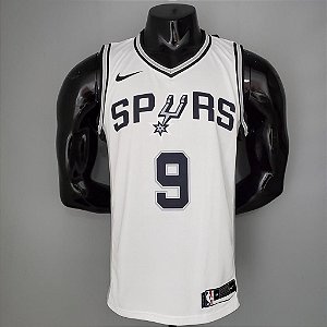 Regata Basquete NBA San Antonio Spurs Parker 9 Branca Edição Jogador Silk