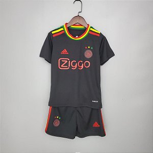 Kit Infantil Ajax Preto Camisa e Short  2021 / 2022